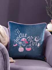 Furn Blue Hocus Pocus Velvet Piped Polyester Filled Cushion - Image 1 of 6