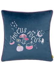 Furn Blue Hocus Pocus Velvet Piped Polyester Filled Cushion - Image 3 of 6