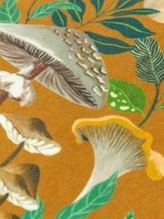 Wylder Nature Orange Wild Garden Mushroom Repeat Velvet Piped Polyester Cushion - Image 6 of 7