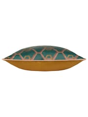 Paoletti Blue Carnaby Chain Geometric Satin Feather Filled Cushion - Image 4 of 5