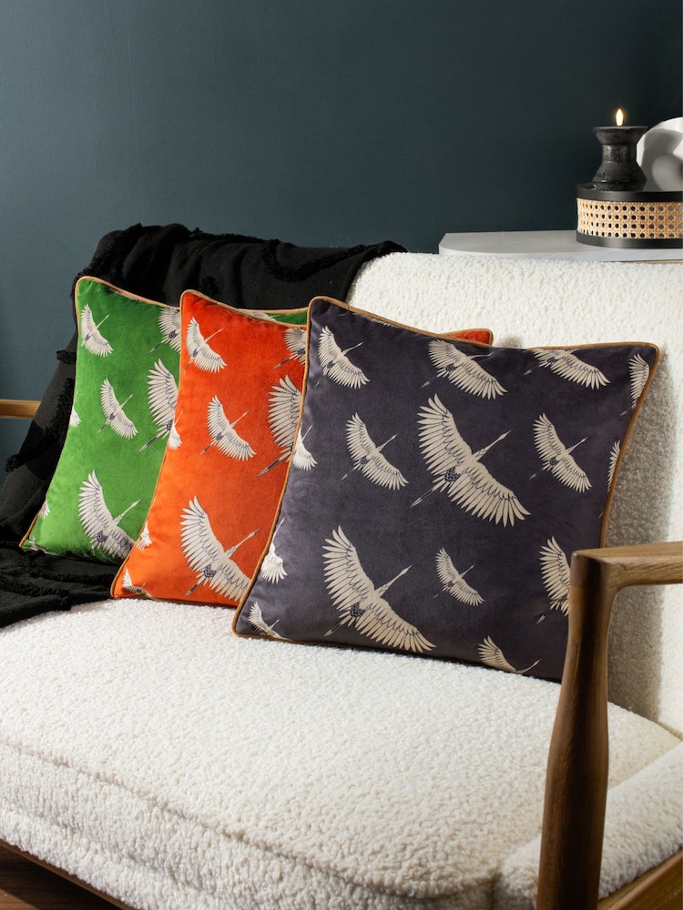 Furn Black Avalon Velvet Piped Polyester Filled Cushion - Image 2 of 6