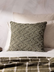 Yard Lichen Green Calvay Chunky Textured Feather Filled Cushion - Image 1 of 7