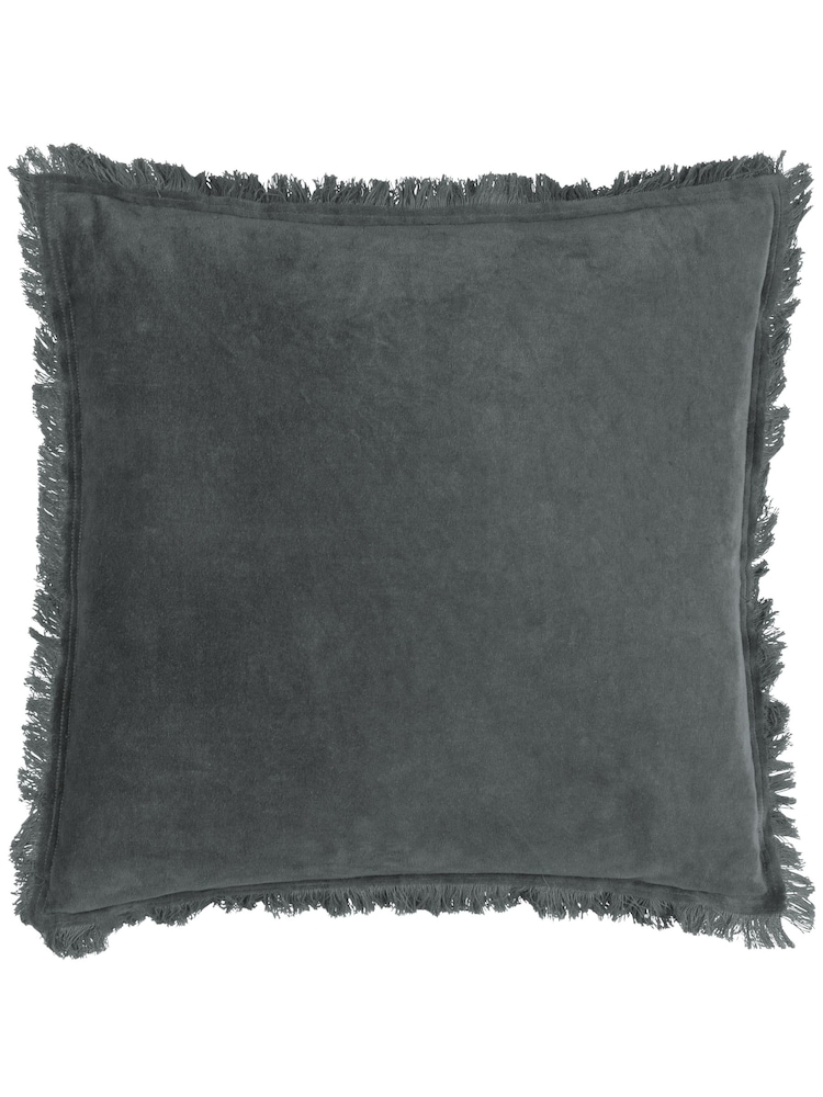 Yard Jaye Velvet Fringed Polyester Filled 100% Cotton Cushion - Image 3 of 6