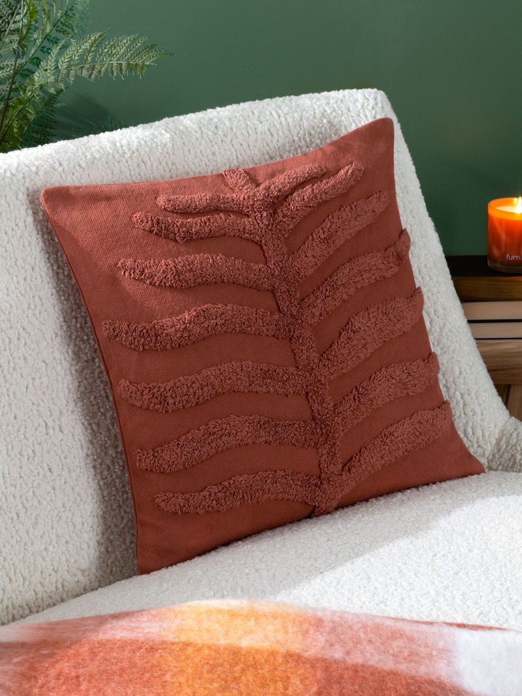 Furn Red 100% Cotton Dakota Tufted Feather Filled Cushion - Image 1 of 7