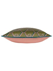 Paoletti Green Carnaby Chain Geometric Satin Feather Filled Cushion - Image 4 of 5