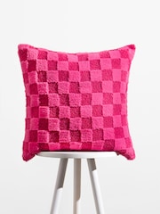 heya home Pink Check It Boucle Fleece Feather Filled Cushion - Image 1 of 7