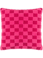 heya home Pink Check It Boucle Fleece Feather Filled Cushion - Image 3 of 7