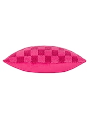 heya home Pink Check It Boucle Fleece Feather Filled Cushion - Image 5 of 7