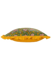 Paoletti Green Howsden Floral 100% Cotton Velvet Feather Filled Cushion - Image 4 of 6