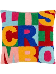 heya home Pink FestiveVal Crimbo Knitted Polyester Filled 100% Cotton Cushion - Image 3 of 6