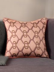 Paoletti Pink Carnaby Chain Geometric Satin Feather Filled Cushion - Image 1 of 5