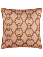 Paoletti Pink Carnaby Chain Geometric Satin Feather Filled Cushion - Image 2 of 5