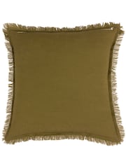 Yard Moss Green Jaye Velvet Fringed Polyester Filled 100% Cotton Cushion - Image 3 of 6