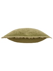 Yard Moss Green Jaye Velvet Fringed Polyester Filled 100% Cotton Cushion - Image 4 of 6
