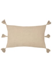 Yard Stone Beige Folis Embroidered Polyester Filled 100% Cotton Cushion - Image 4 of 7