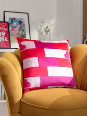 heya home Pink Biglove Velvet Feather Filled Cushion - Image 1 of 6