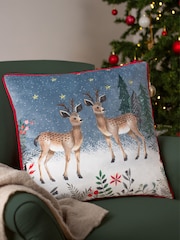 Furn Подушка Ditsy Festive Reindeer Velvet Piped Polyester Fill Рождество подушки - Изображение 1 из 5