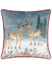 Furn Подушка Ditsy Festive Reindeer Velvet Piped Polyester Fill Рождество подушки - Изображение 2 из 5