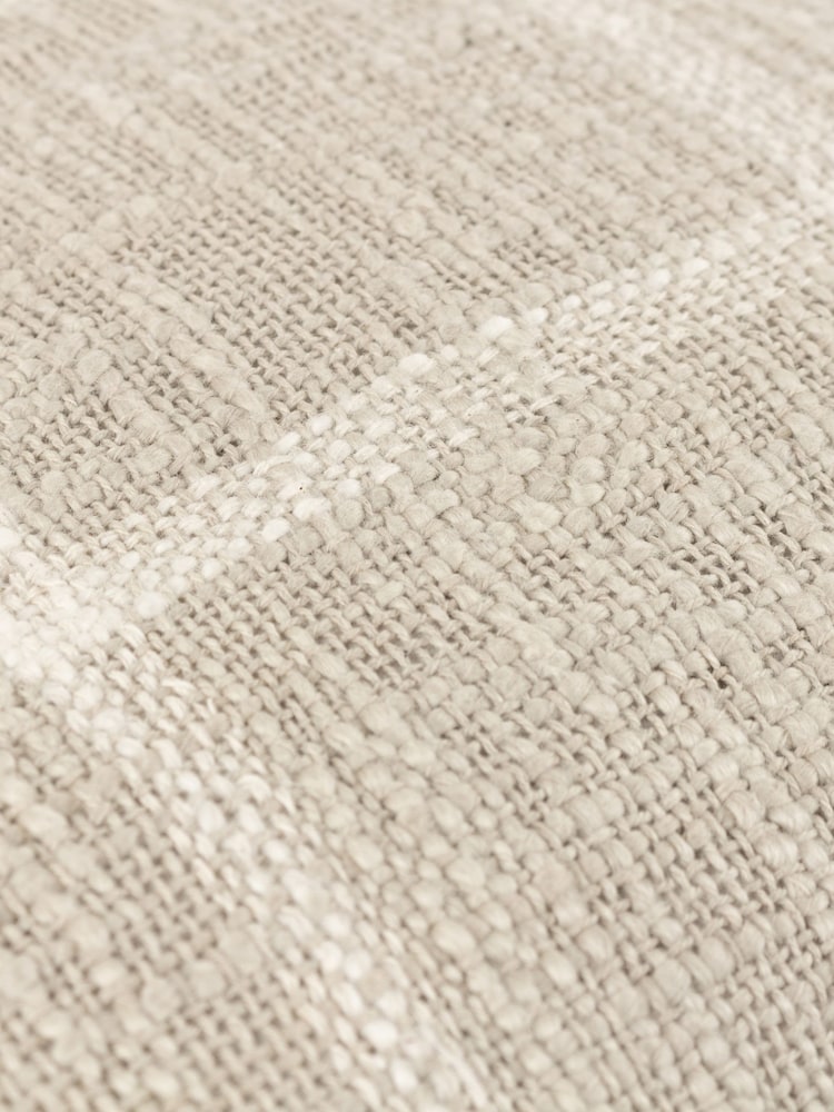 Yard Stone Beige Beni Check Fringed Feather Filled 100% Cotton Cushion - Image 6 of 7
