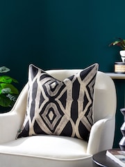 Wylder Black 50 x 50cm Cape Ikat Polyester Filled Cushion - Image 3 of 4