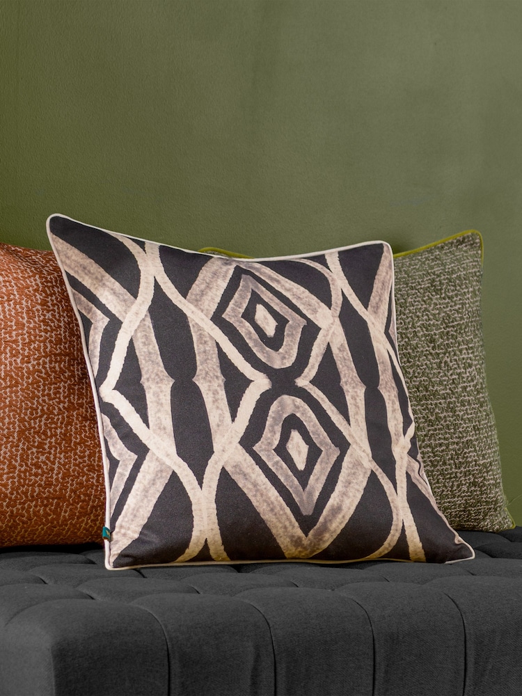 Wylder Black 50 x 50cm Cape Ikat Polyester Filled Cushion - Image 4 of 4