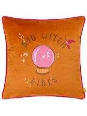 Furn Orange Bad Witch Vibes Velvet Piped Polyester Filled Cushion - Image 3 of 6