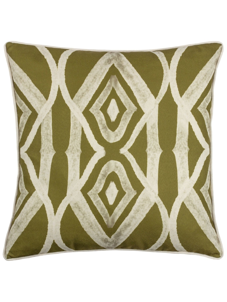 Wylder Moss Green 50 x 50cm Cape Ikat Polyester Filled Cushion - Image 2 of 3
