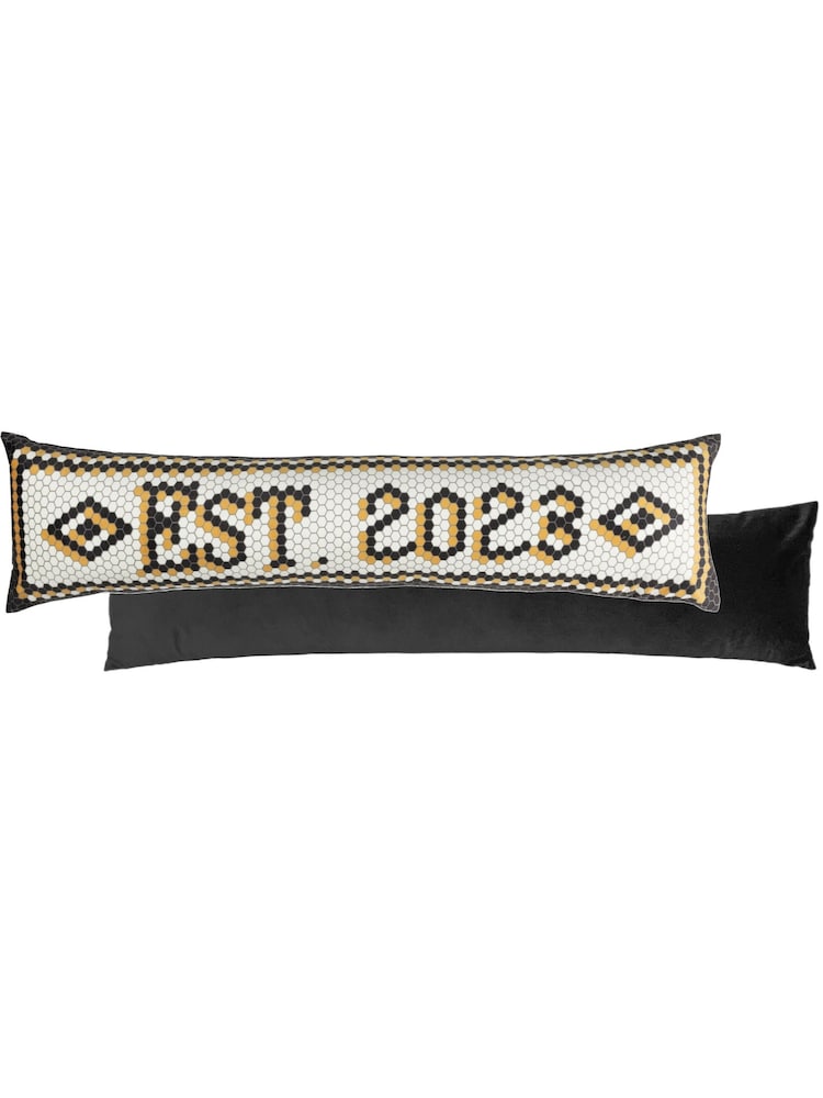 Furn Black Established Mosaic Message Velvet Draught Excluder - Image 2 of 4