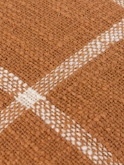 Yard Ginger Brown Beni Check Fringed Feather Filled 100% Cotton Cushion - Image 6 of 7