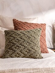 Yard Baked Earth Pink Calvay Chunky Textured Polyester Filled Cushion - Image 2 of 8