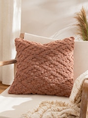 Yard Baked Earth Pink Calvay Chunky Textured Polyester Filled Cushion - Image 3 of 8