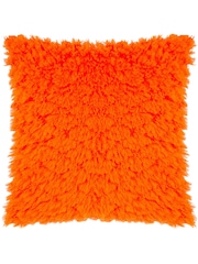 heya home Orange Fluff Ball Faux Fur Feather Filled Cushion - Image 3 of 7