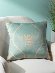 Furn Green Bee Deco Geometric Feather Filled Cushion - Image 1 of 6