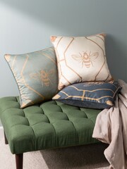 Furn Green Bee Deco Geometric Feather Filled Cushion - Image 2 of 6