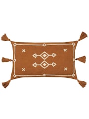 Yard Pecan Brown Folis Embroidered Polyester Filled 100% Cotton Cushion - Image 3 of 7