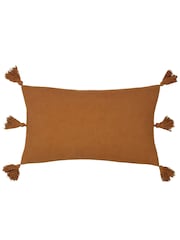 Yard Pecan Brown Folis Embroidered Polyester Filled 100% Cotton Cushion - Image 4 of 7