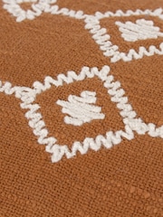 Yard Pecan Brown Folis Embroidered Polyester Filled 100% Cotton Cushion - Image 6 of 7