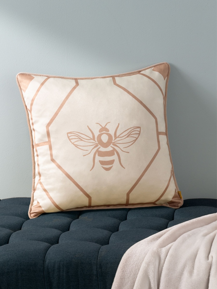 Furn Gold Bee Deco Geometric Polyester Filled Cushion - Image 1 of 6