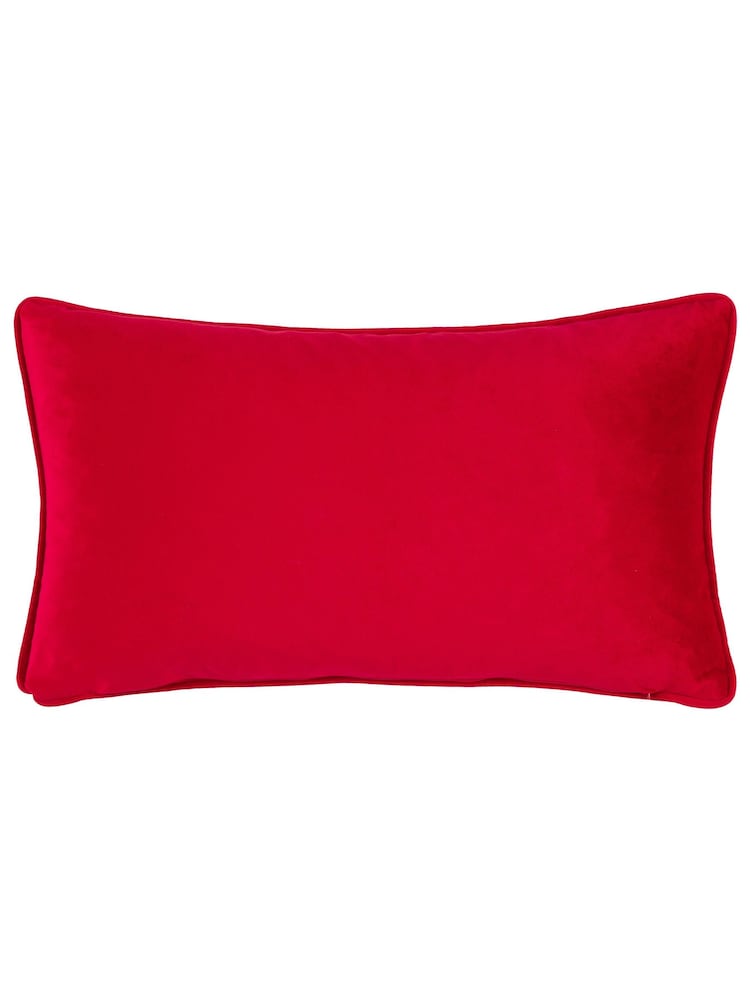 Furn Red Christmas Spirit Velvet Piped Feather Filled Cushion - Image 3 of 5