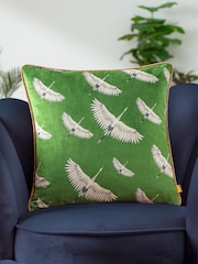 Furn Green Avalon Velvet Piped Feather Filled Cushion - Image 1 of 6