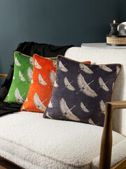Furn Green Avalon Velvet Piped Feather Filled Cushion - Image 2 of 6