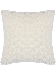 heya home Cream Fluff Ball Faux Fur Feather Filled Cushion - Image 3 of 7