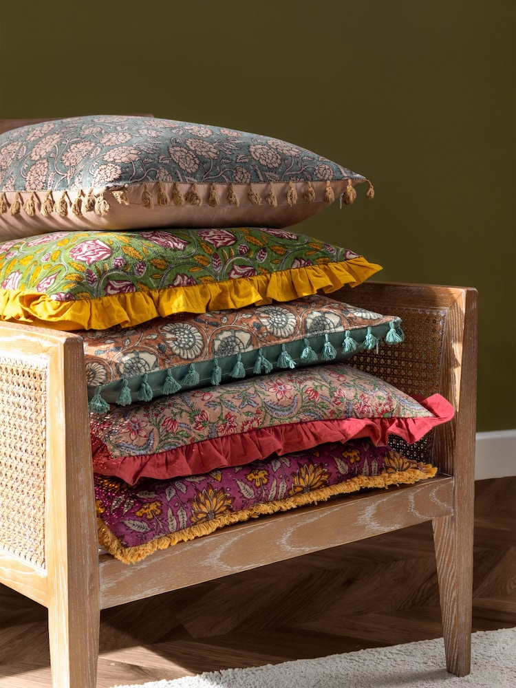 Paoletti Haven Floral 100% Cotton Velvet Feather Filled Cushion - Изображение 2 из 7