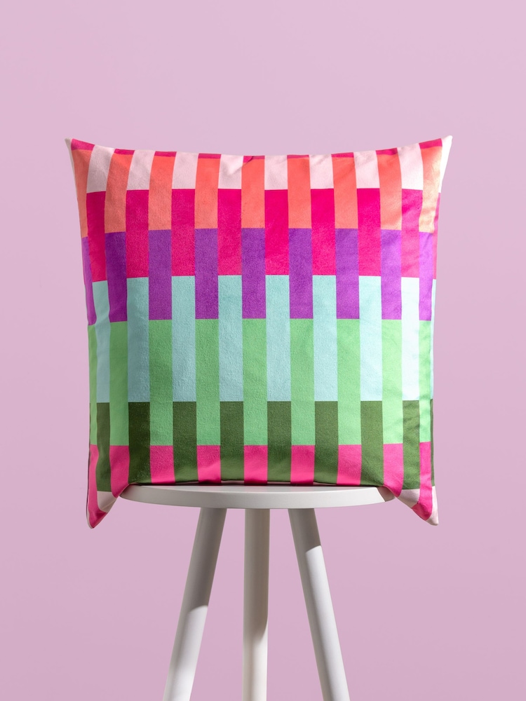 heya home Pink Dashing Velvet Feather Filled Cushion - Image 1 of 6