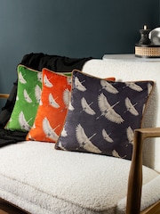 Furn Black Avalon Velvet Piped Feather Filled Cushion - Image 2 of 6
