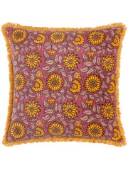 Paoletti Purple Clarendon Floral 100% Cotton Velvet Polyester Filled Cushion - Image 2 of 5