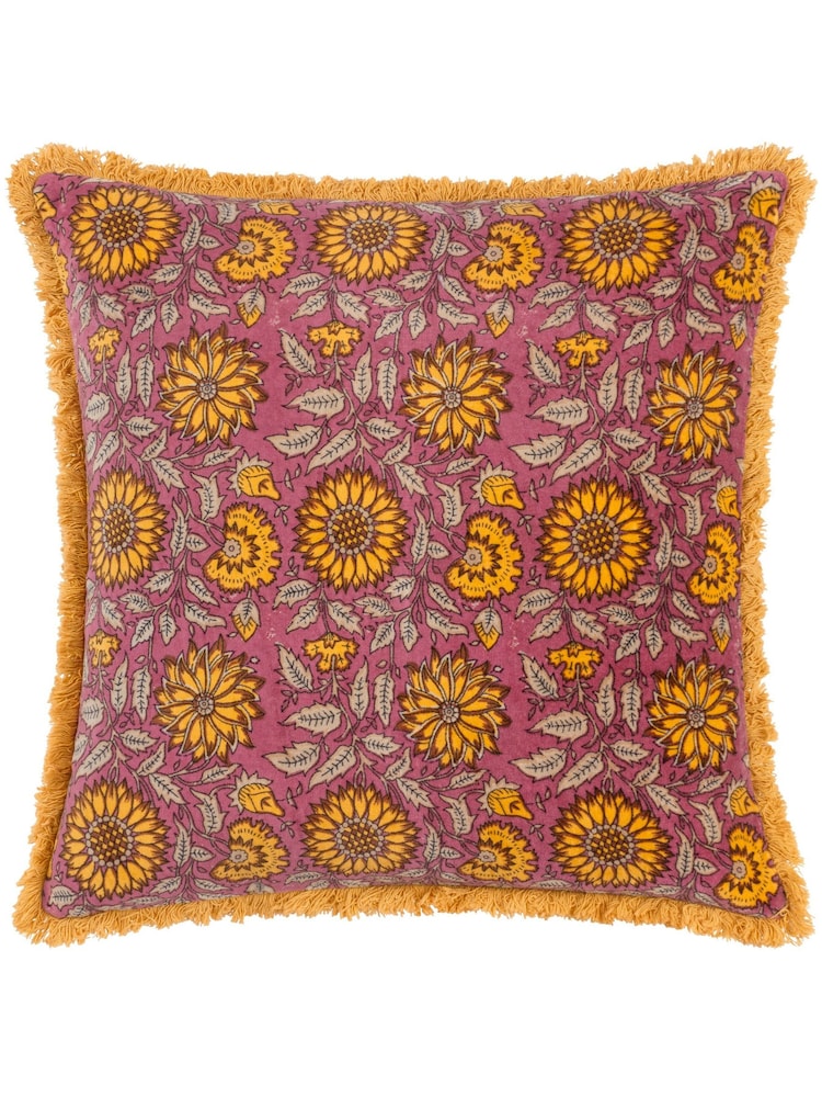 Paoletti Purple Clarendon Floral 100% Cotton Velvet Polyester Filled Cushion - Image 2 of 5