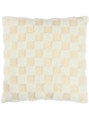 heya home Cream Check It Boucle Fleece Feather Filled Cushion - Image 3 of 7