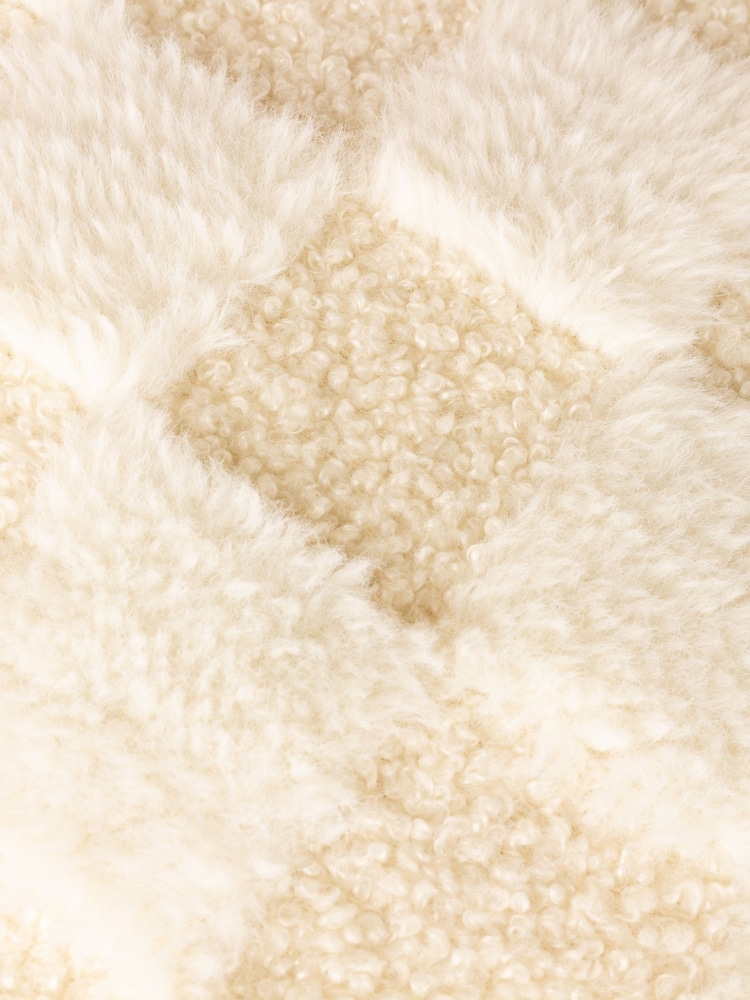 heya home Cream Check It Boucle Fleece Feather Filled Cushion - Image 7 of 7