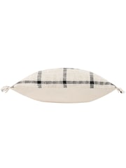 Yard Natural Beige Beni Check Fringed Feather Filled 100% Cotton Cushion - Image 5 of 7